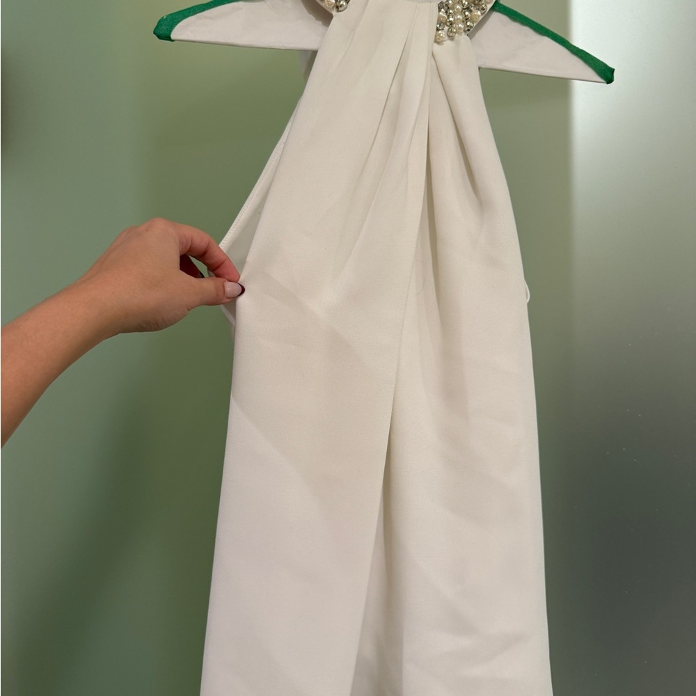 Eliza J Bejeweled High Color White Top